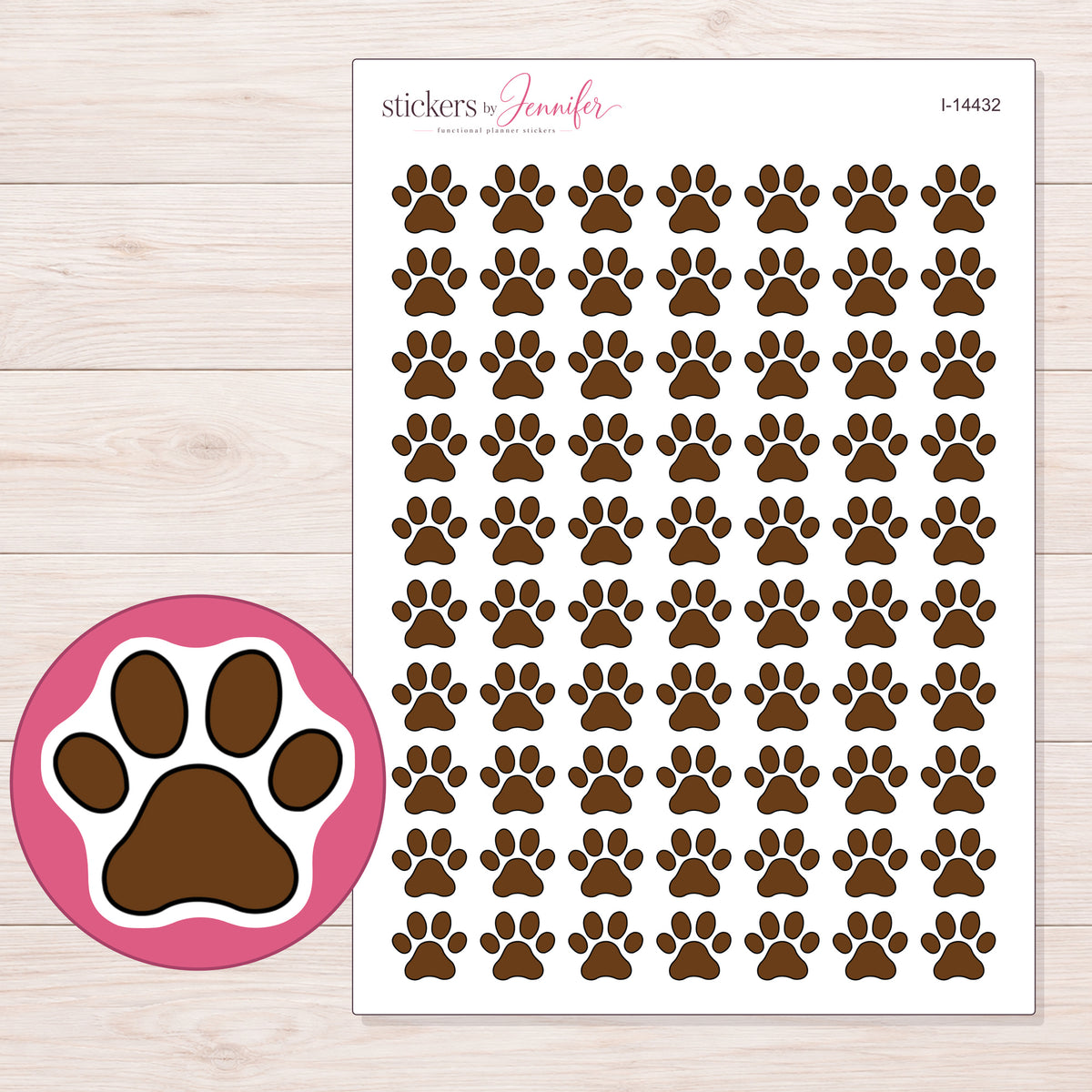 I-14432 planner sticker sheet with enlarged sticker detail