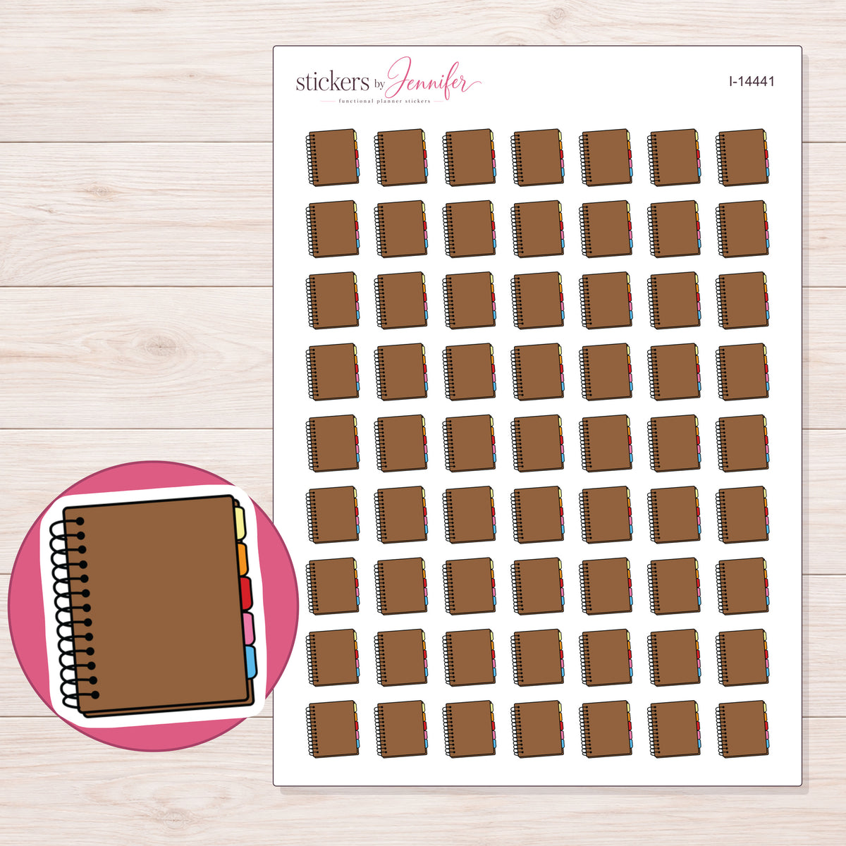 I-14441 planner sticker sheet with enlarged sticker detail