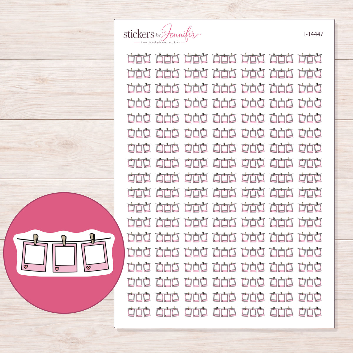 I-14447 planner sticker sheet with enlarged sticker detail