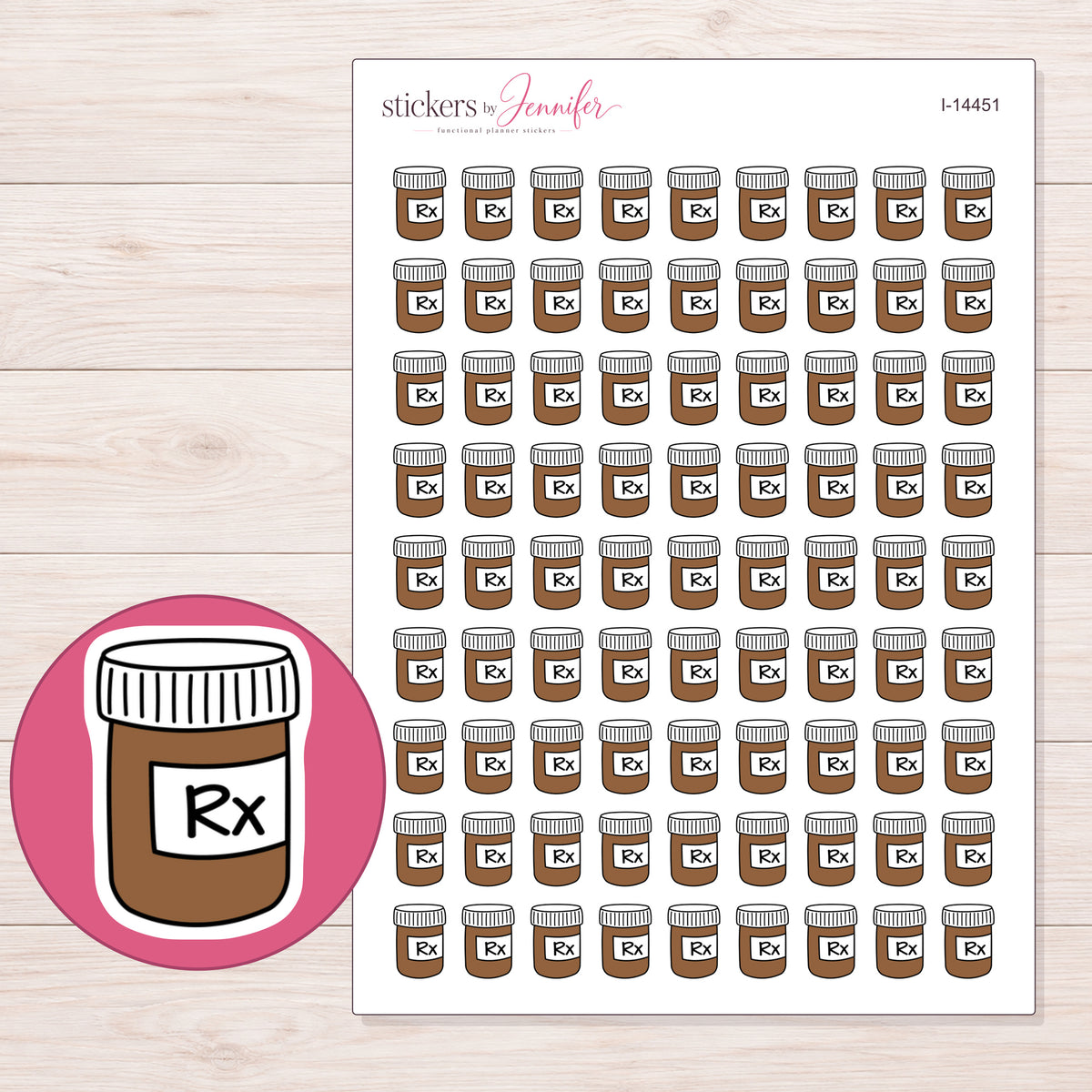 I-14451 planner sticker sheet with enlarged sticker detail