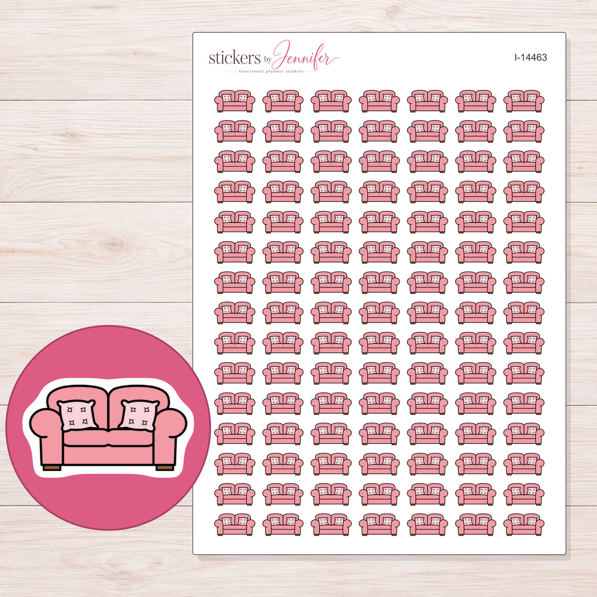 I-14463 planner sticker sheet with enlarged sticker detail