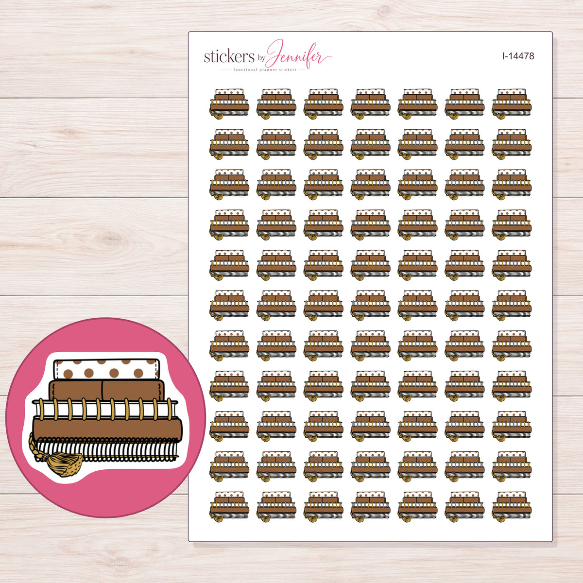 I-14478 planner sticker sheet with enlarged sticker detail