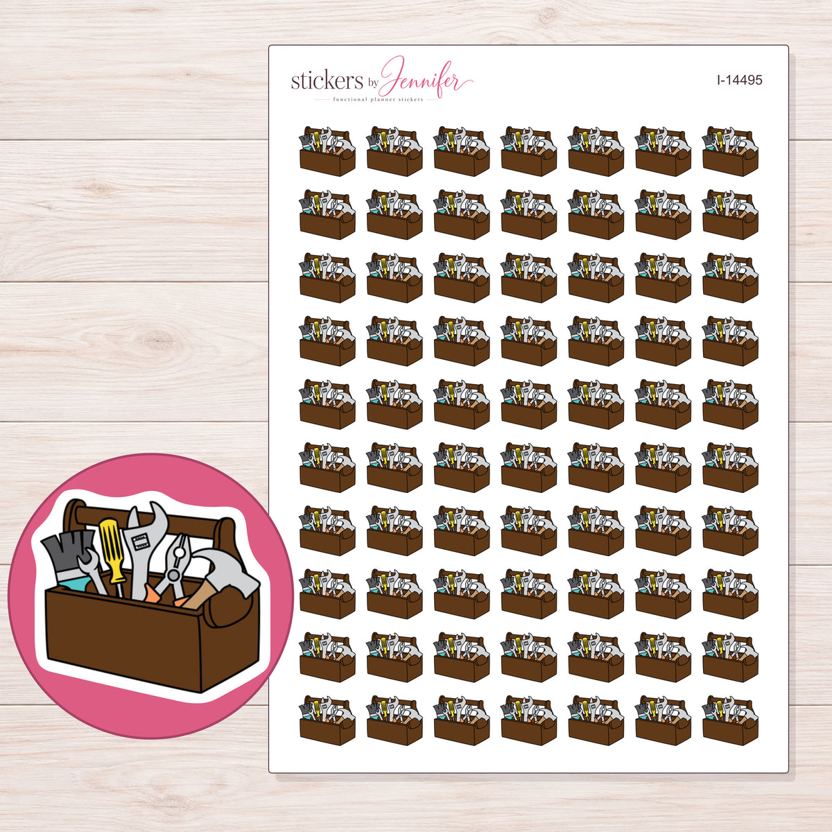 I-14495 planner sticker sheet with enlarged sticker detail
