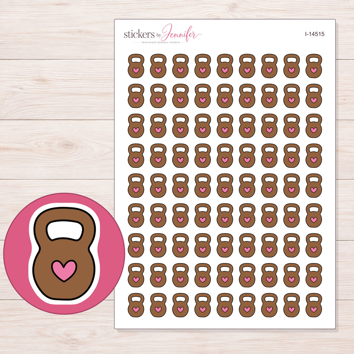 I-14515 planner sticker sheet with enlarged sticker detail