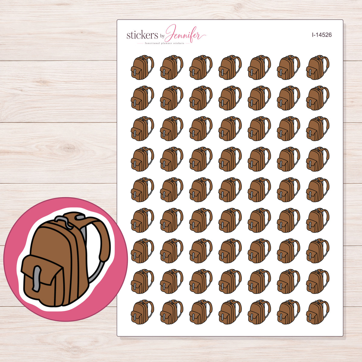 I-14526 planner sticker sheet with enlarged sticker detail