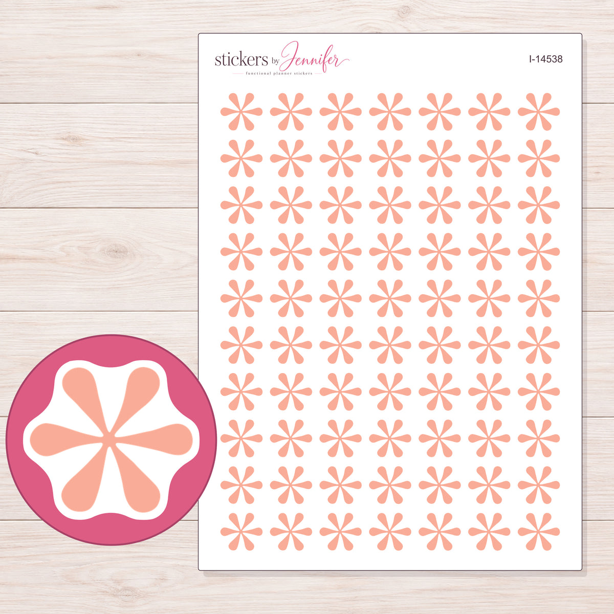 I-14538 planner sticker sheet with enlarged sticker detail