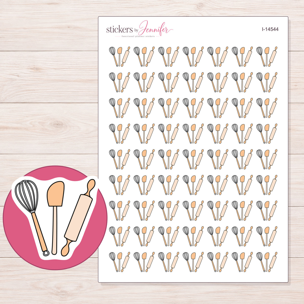 I-14544 planner sticker sheet with enlarged sticker detail