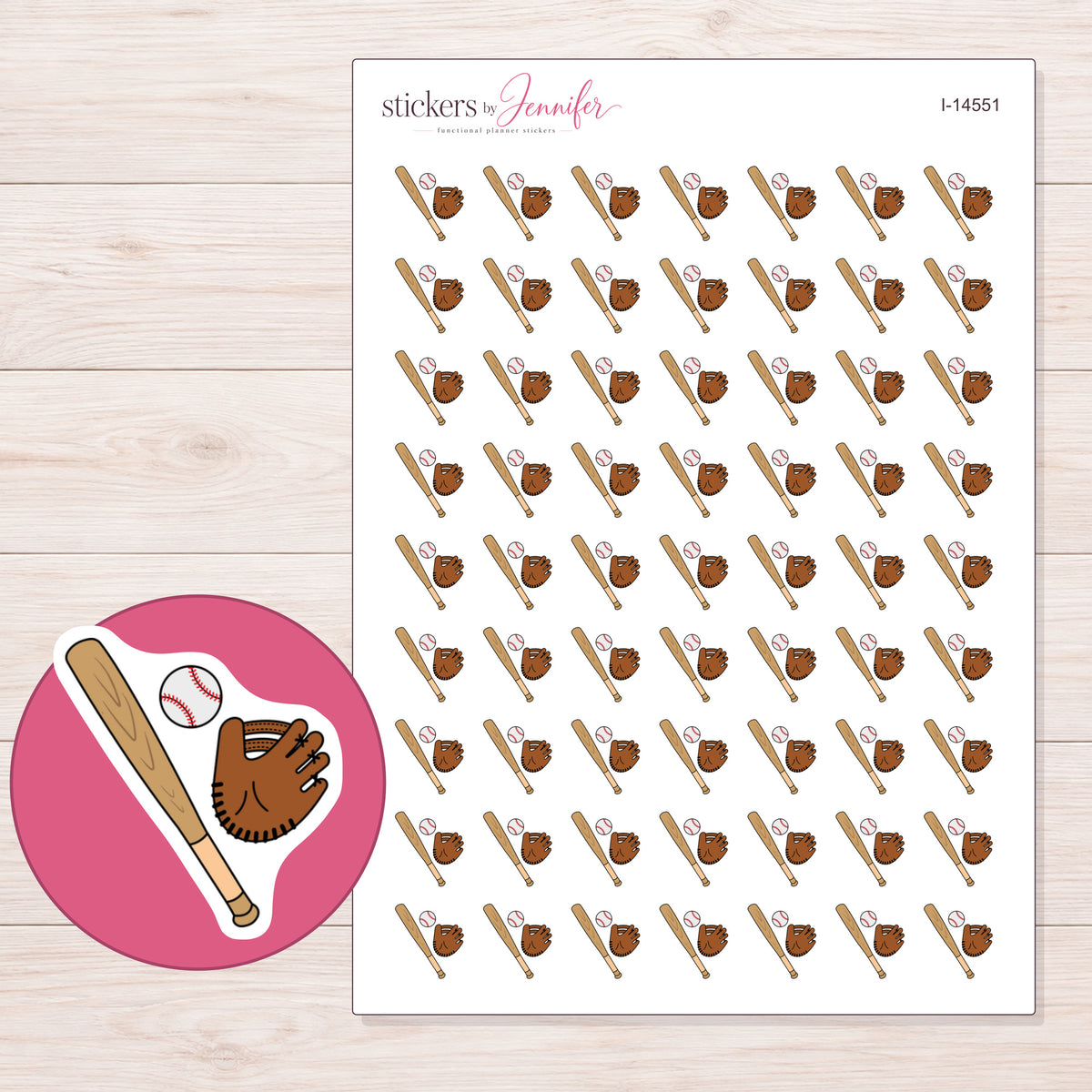 I-14551 planner sticker sheet with enlarged sticker detail