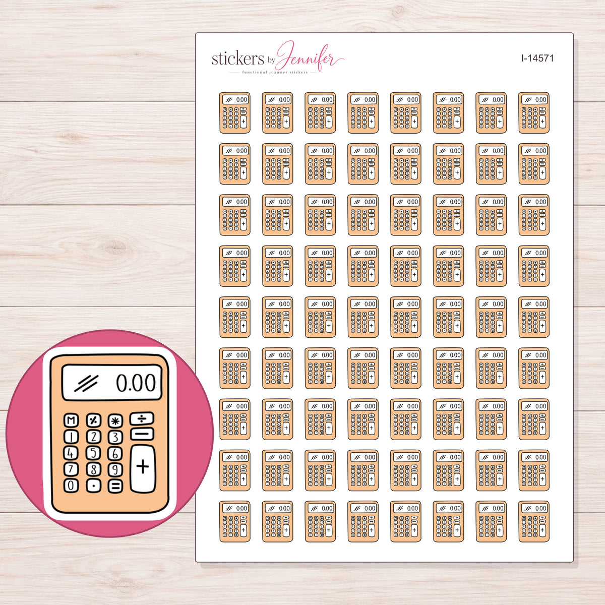 I-14571 planner sticker sheet with enlarged sticker detail