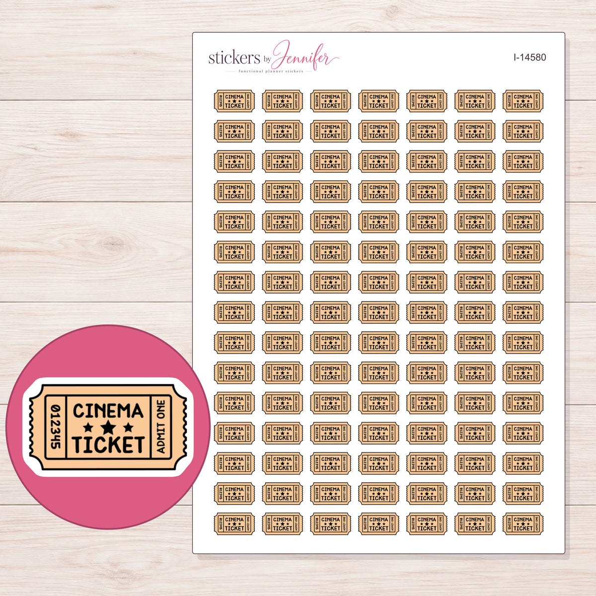 I-14580 planner sticker sheet with enlarged sticker detail