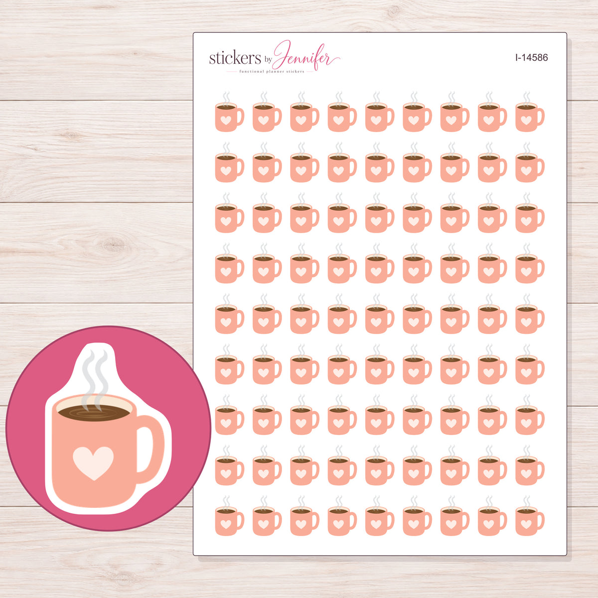 I-14586 planner sticker sheet with enlarged sticker detail