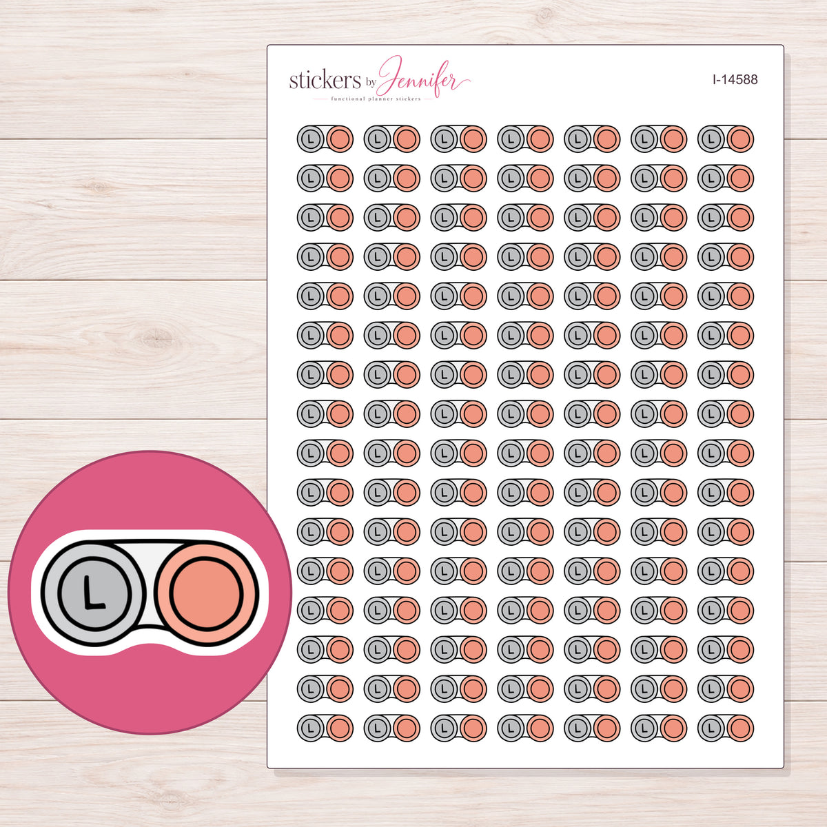 I-14588 planner sticker sheet with enlarged sticker detail