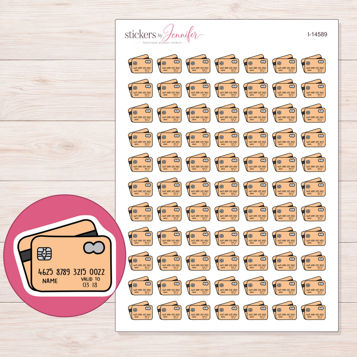 I-14589 planner sticker sheet with enlarged sticker detail