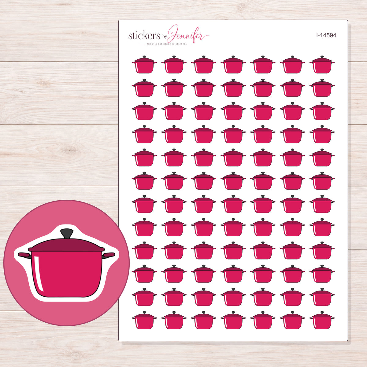 I-14594 planner sticker sheet with enlarged sticker detail