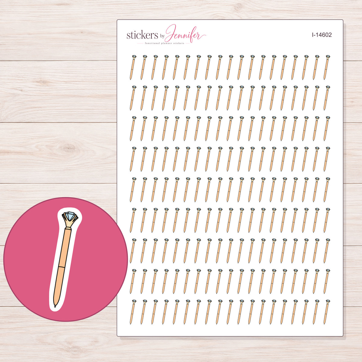 I-14602 planner sticker sheet with enlarged sticker detail