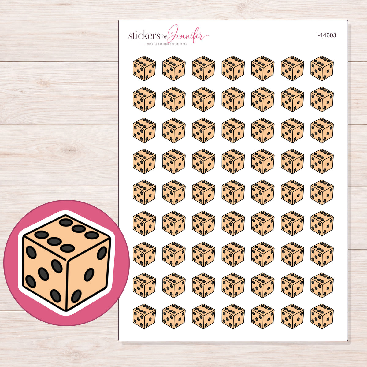 I-14603 planner sticker sheet with enlarged sticker detail