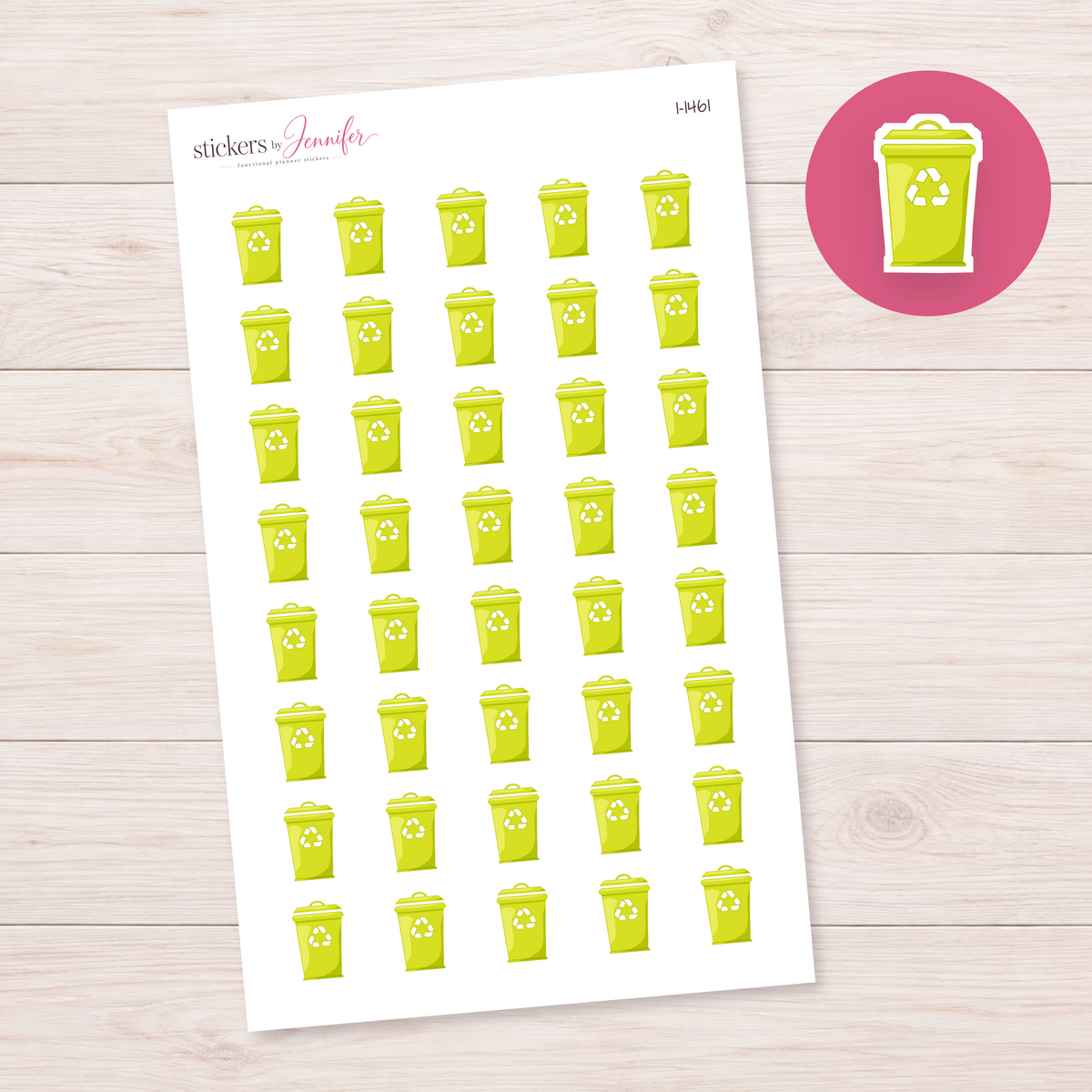 Lime Recycling Bin Planner Stickers | I-1461