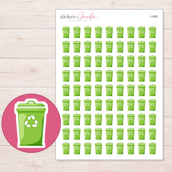 Apple Green Recycling Bin Planner Stickers | I-1462 — enlarged contour-cut detail