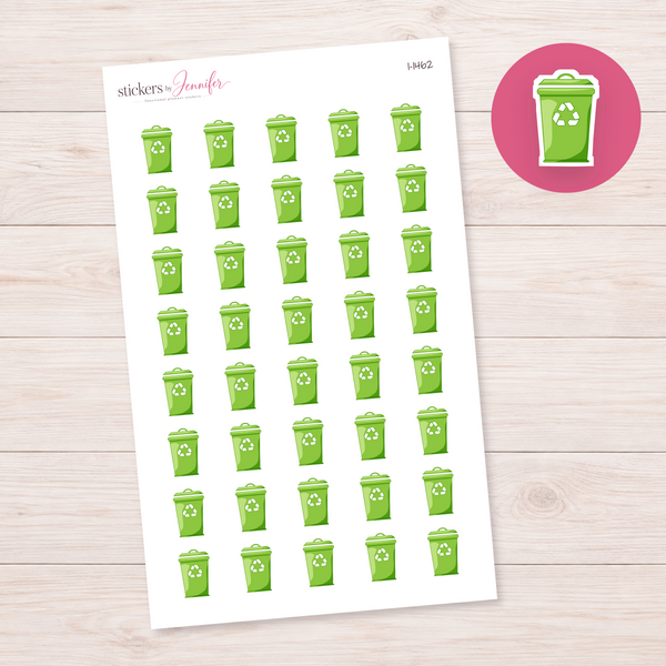 Apple Green Recycling Bin Planner Stickers | I-1462