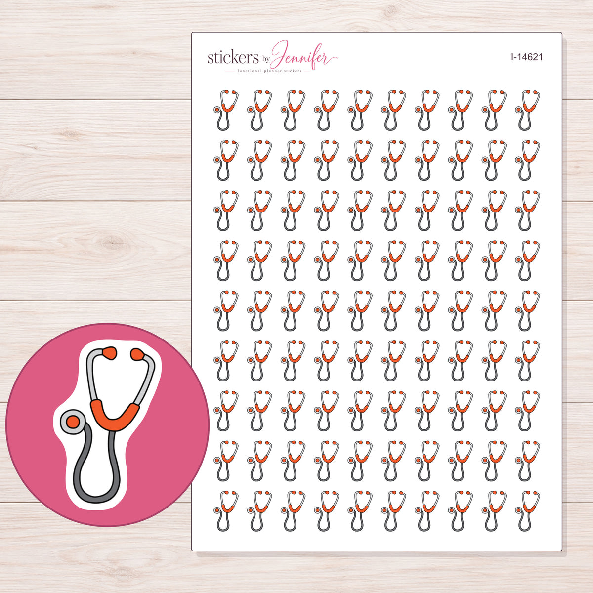 I-14621 planner sticker sheet with enlarged sticker detail