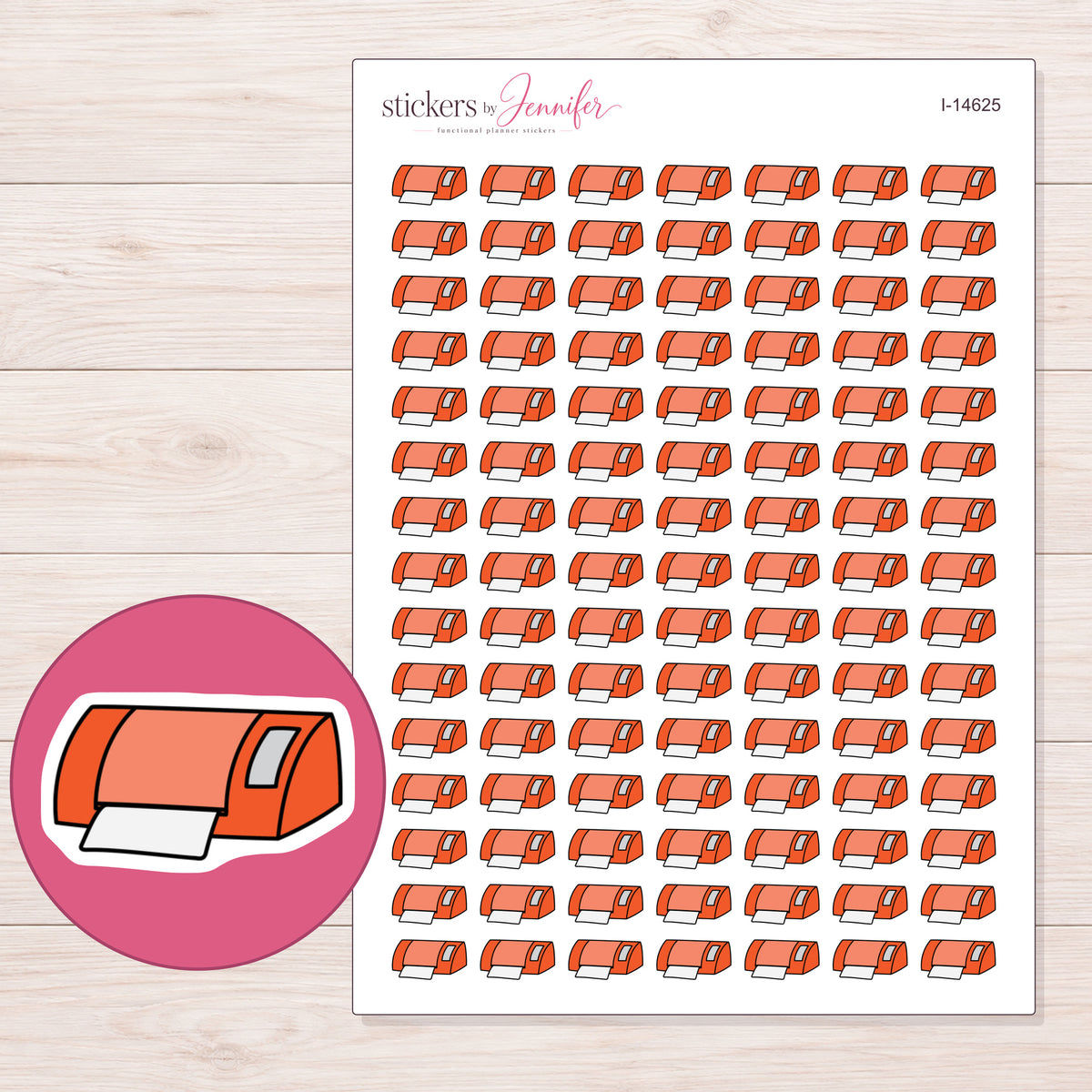 I-14625 planner sticker sheet with enlarged sticker detail