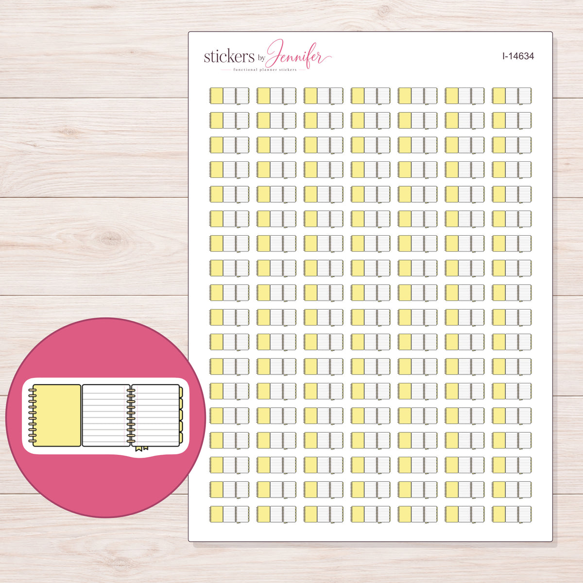 I-14634 planner sticker sheet with enlarged sticker detail