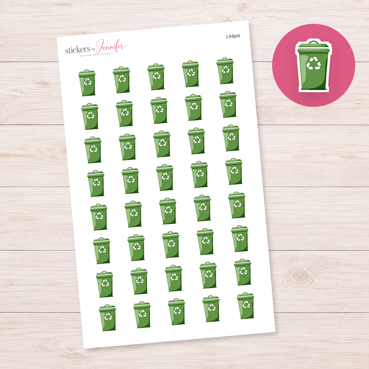Sage Green Recycling Bin Planner Stickers | I-1464