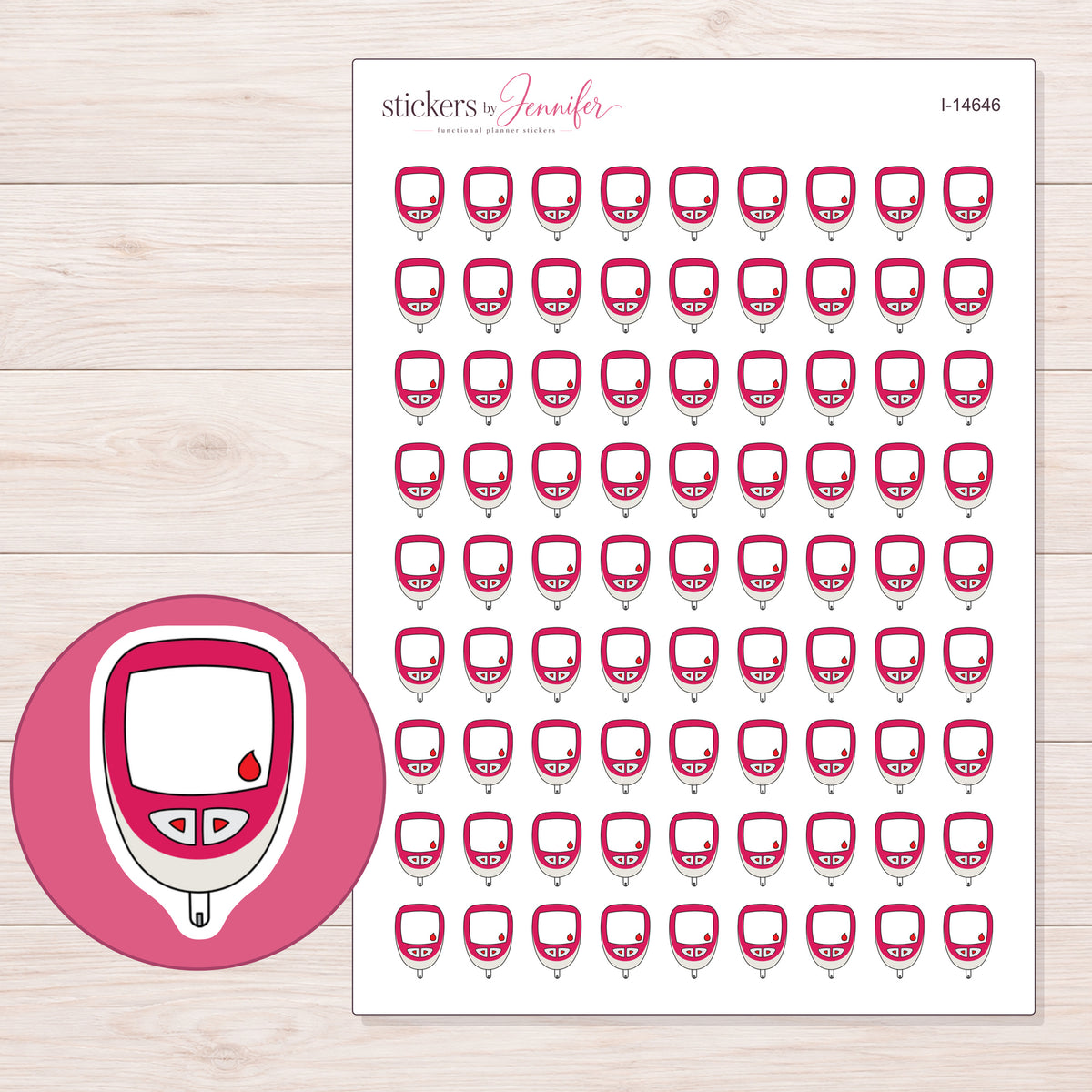 I-14646 planner sticker sheet with enlarged sticker detail