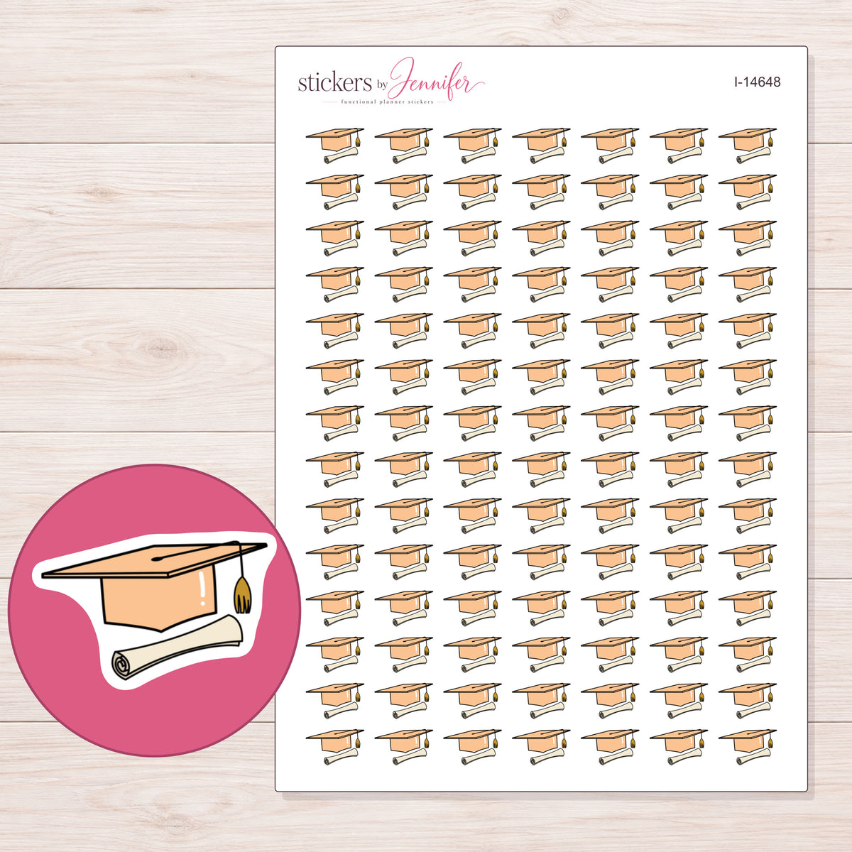 I-14648 planner sticker sheet with enlarged sticker detail