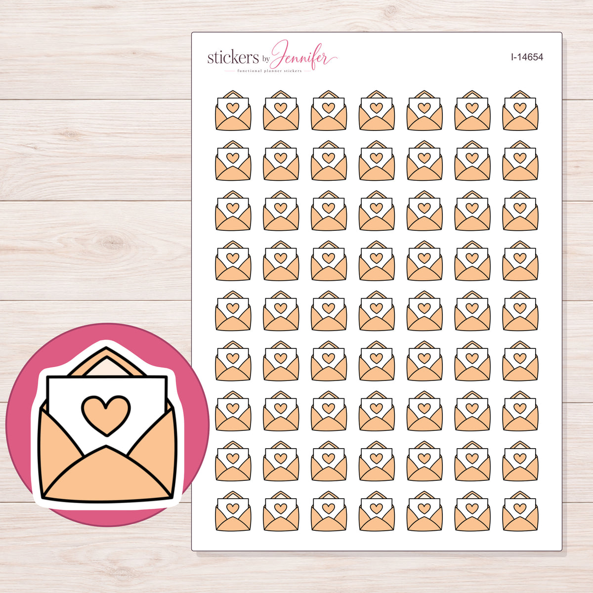 I-14654 planner sticker sheet with enlarged sticker detail