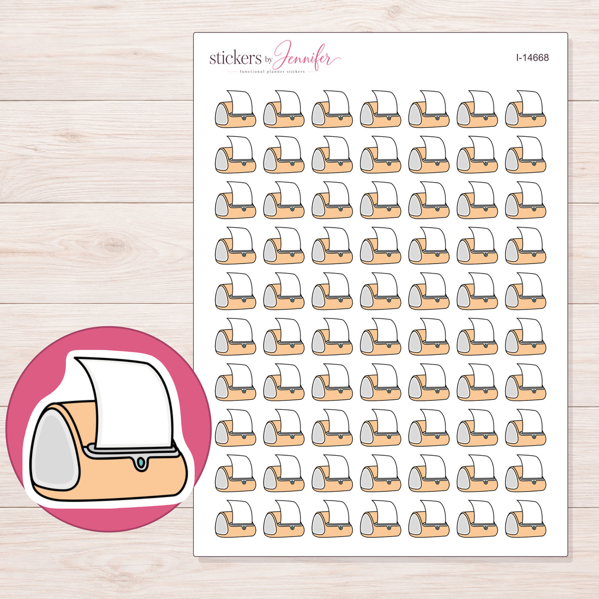 I-14668 planner sticker sheet with enlarged sticker detail