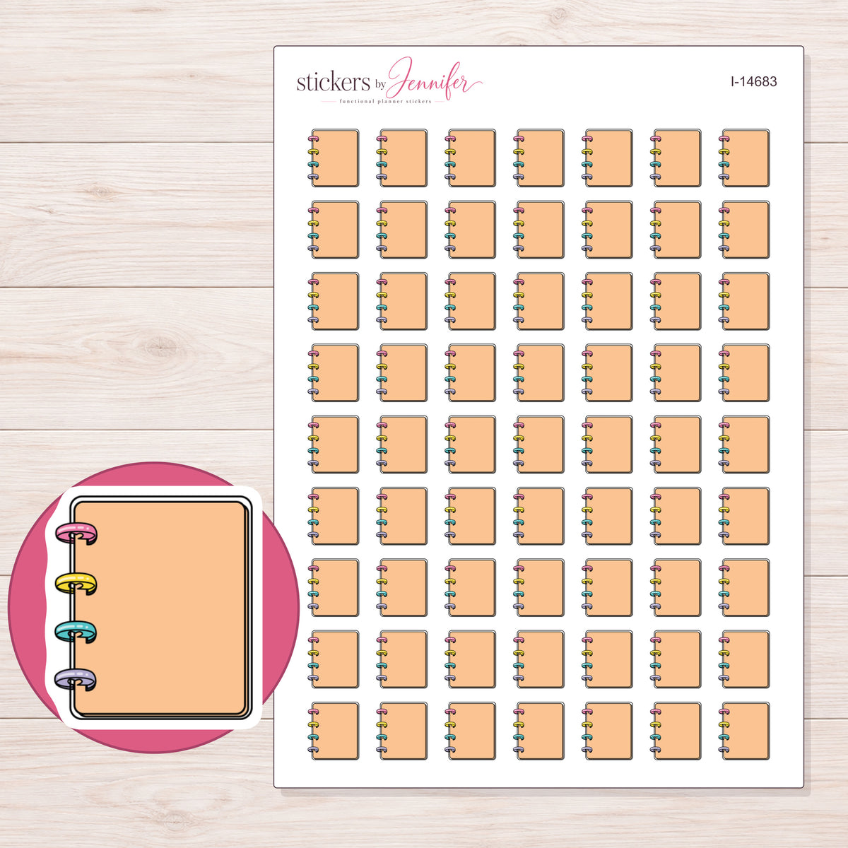 I-14683 planner sticker sheet with enlarged sticker detail
