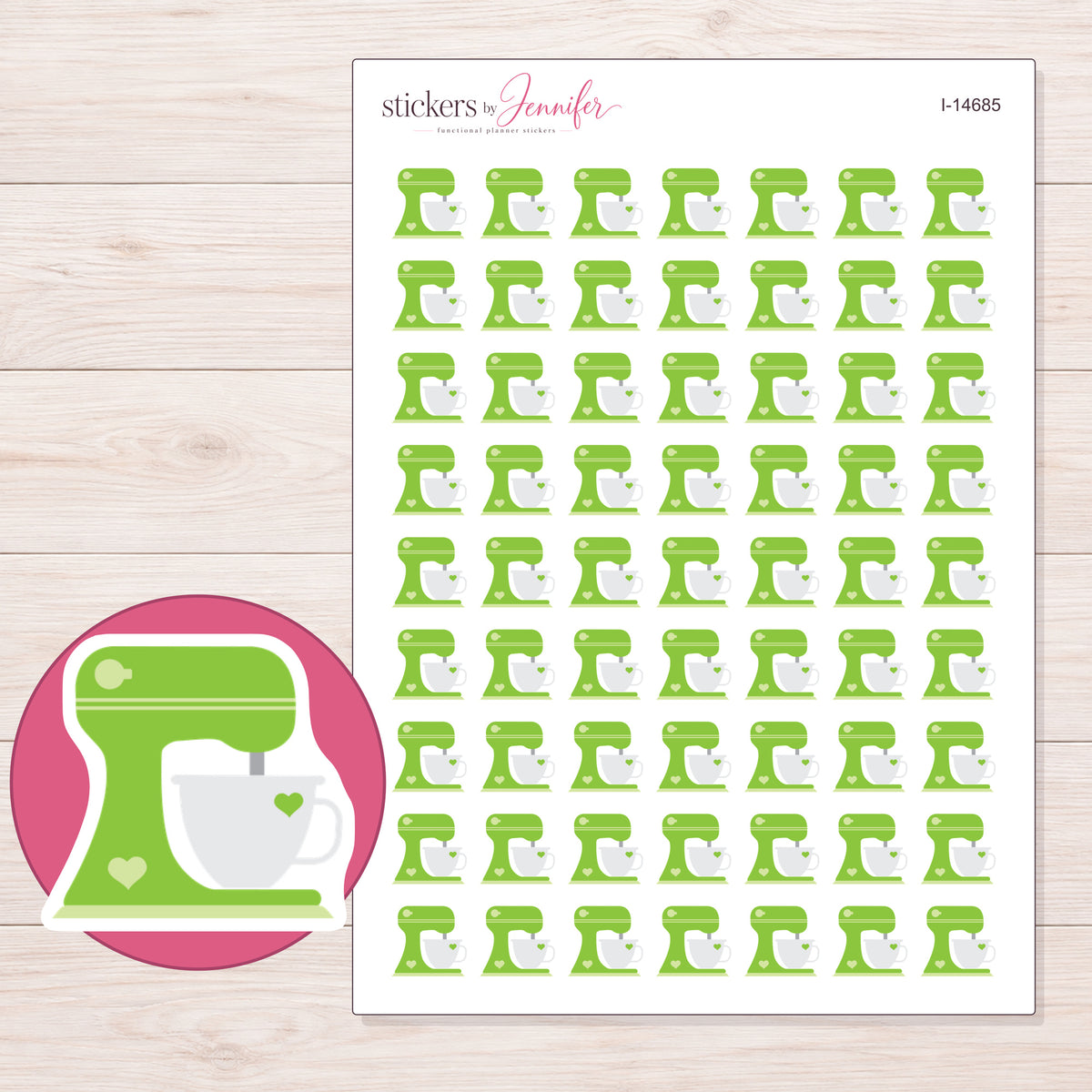 I-14685 planner sticker sheet with enlarged sticker detail