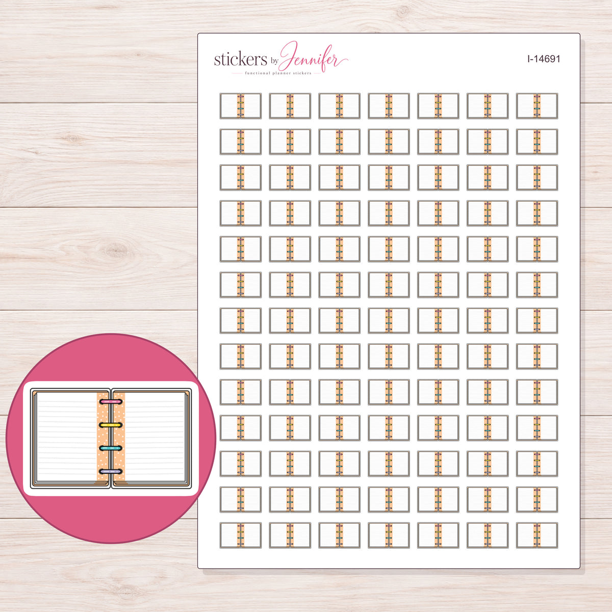 I-14691 planner sticker sheet with enlarged sticker detail