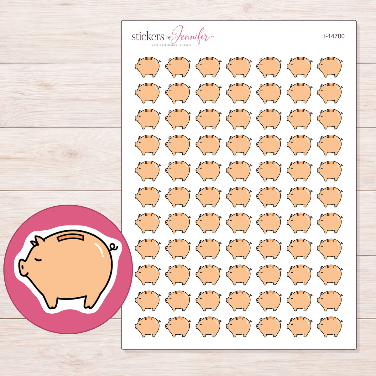 I-14700 planner sticker sheet with enlarged sticker detail