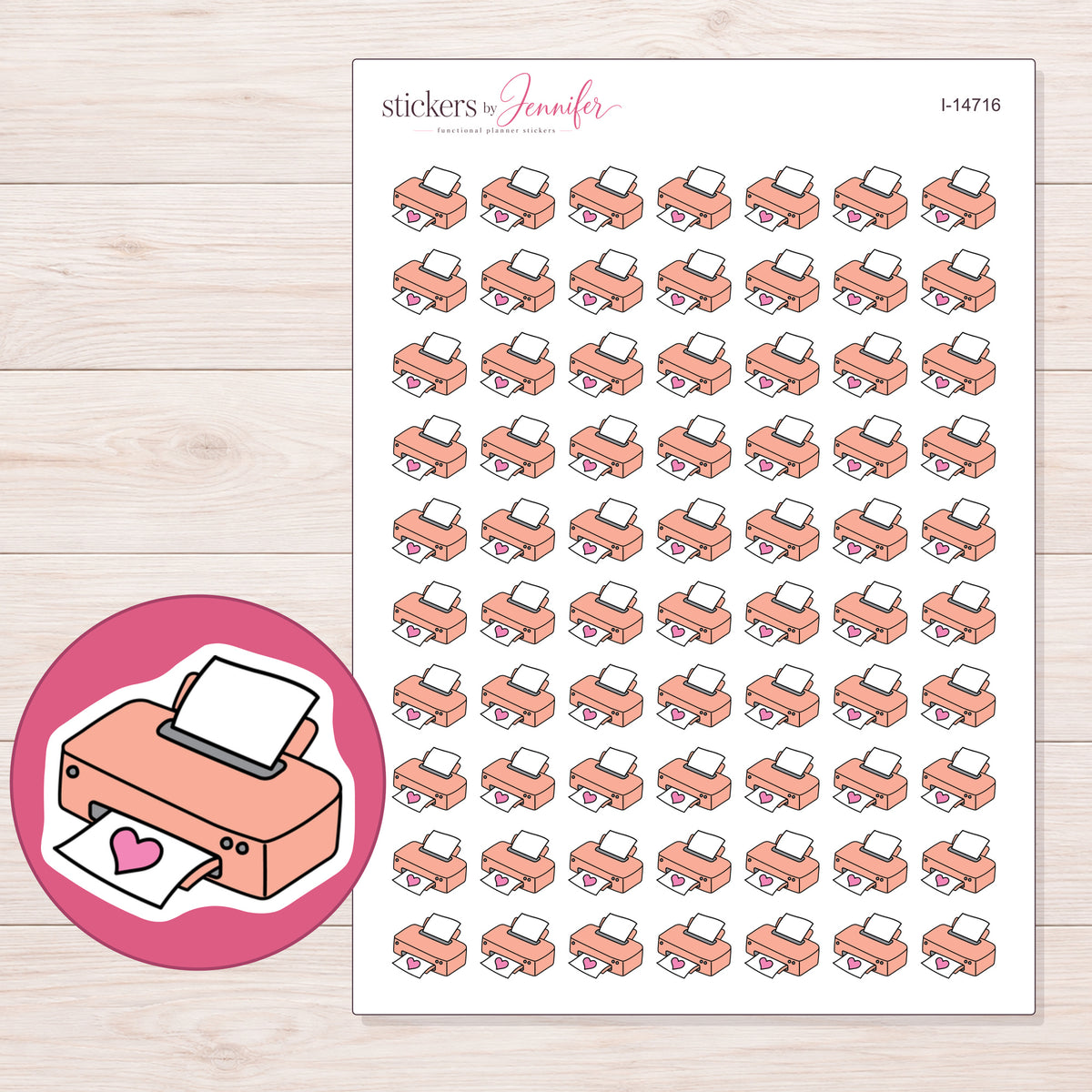 I-14716 planner sticker sheet with enlarged sticker detail
