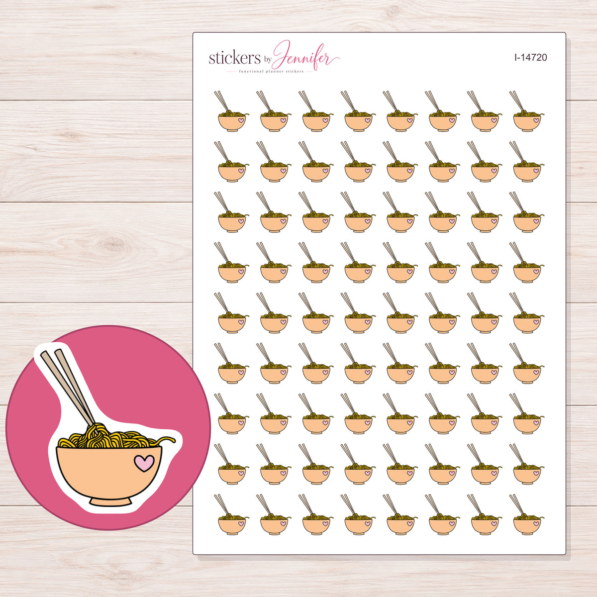 I-14720 planner sticker sheet with enlarged sticker detail