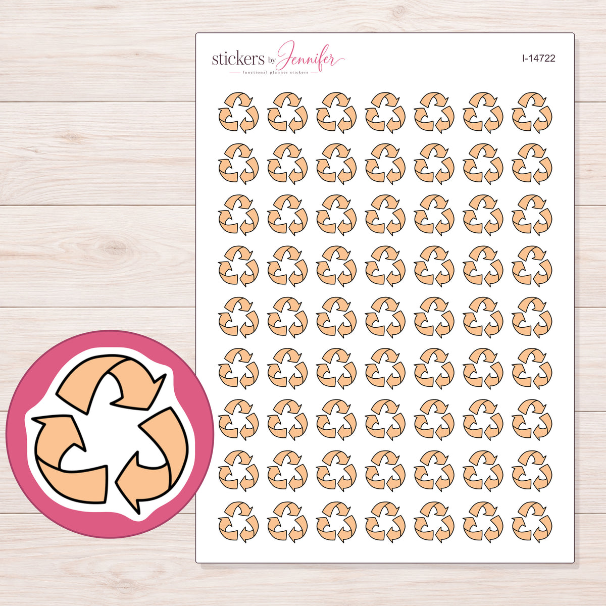 I-14722 planner sticker sheet with enlarged sticker detail
