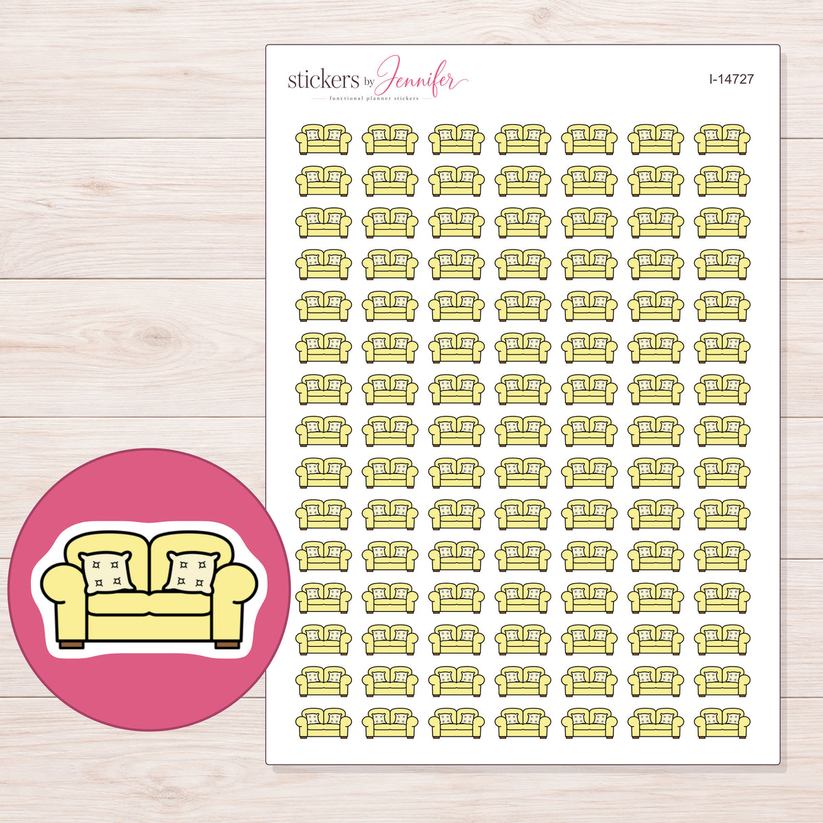 I-14727 planner sticker sheet with enlarged sticker detail