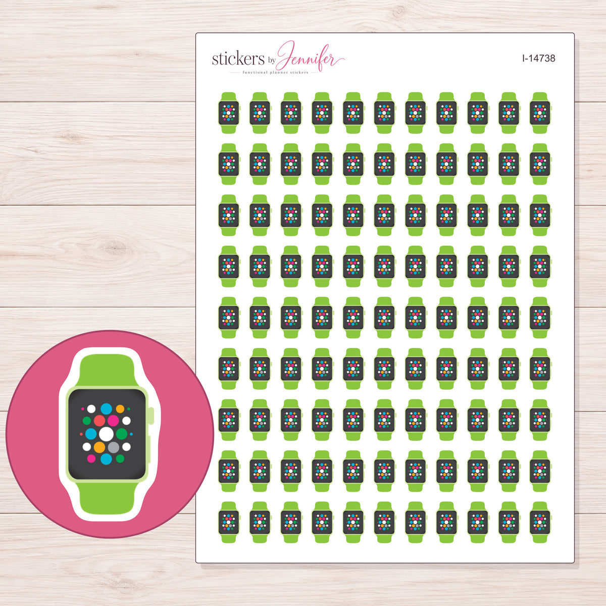 I-14738 planner sticker sheet with enlarged sticker detail