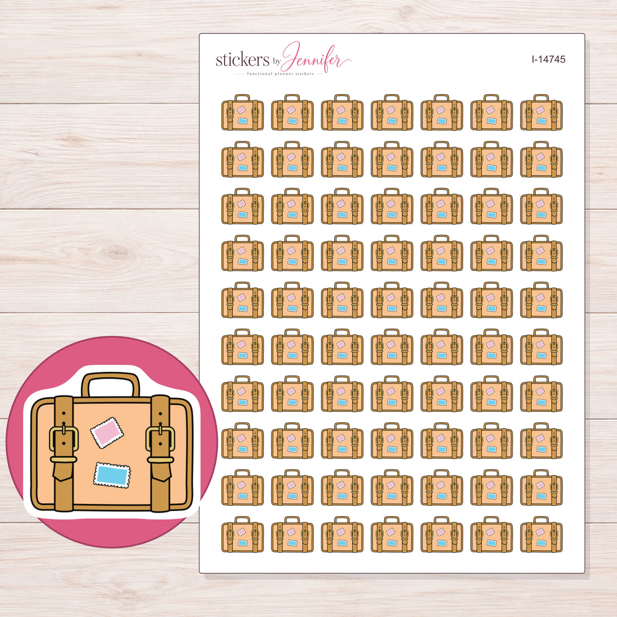 I-14745 planner sticker sheet with enlarged sticker detail
