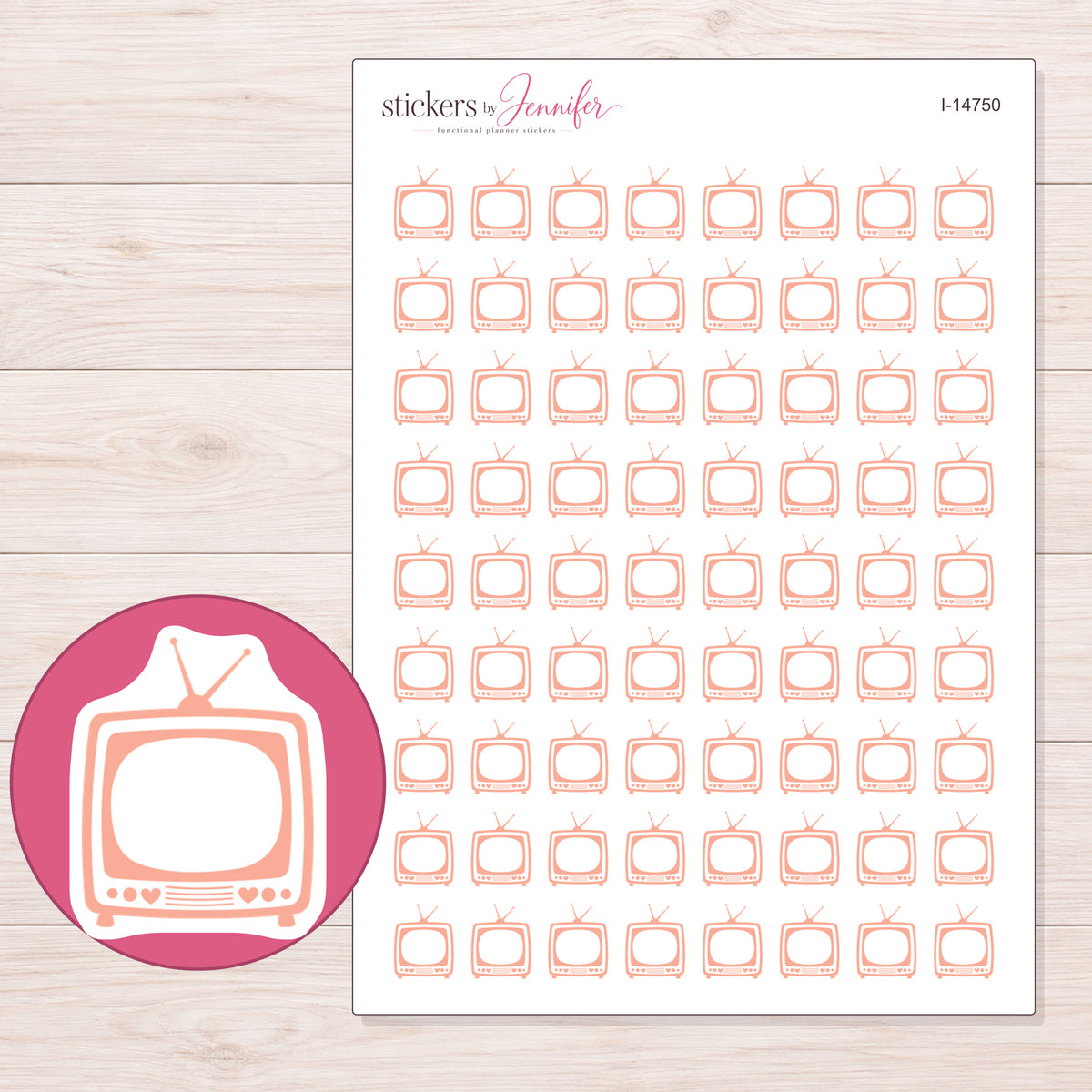 I-14750 planner sticker sheet with enlarged sticker detail