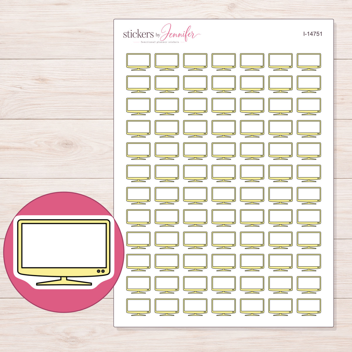 I-14751 planner sticker sheet with enlarged sticker detail