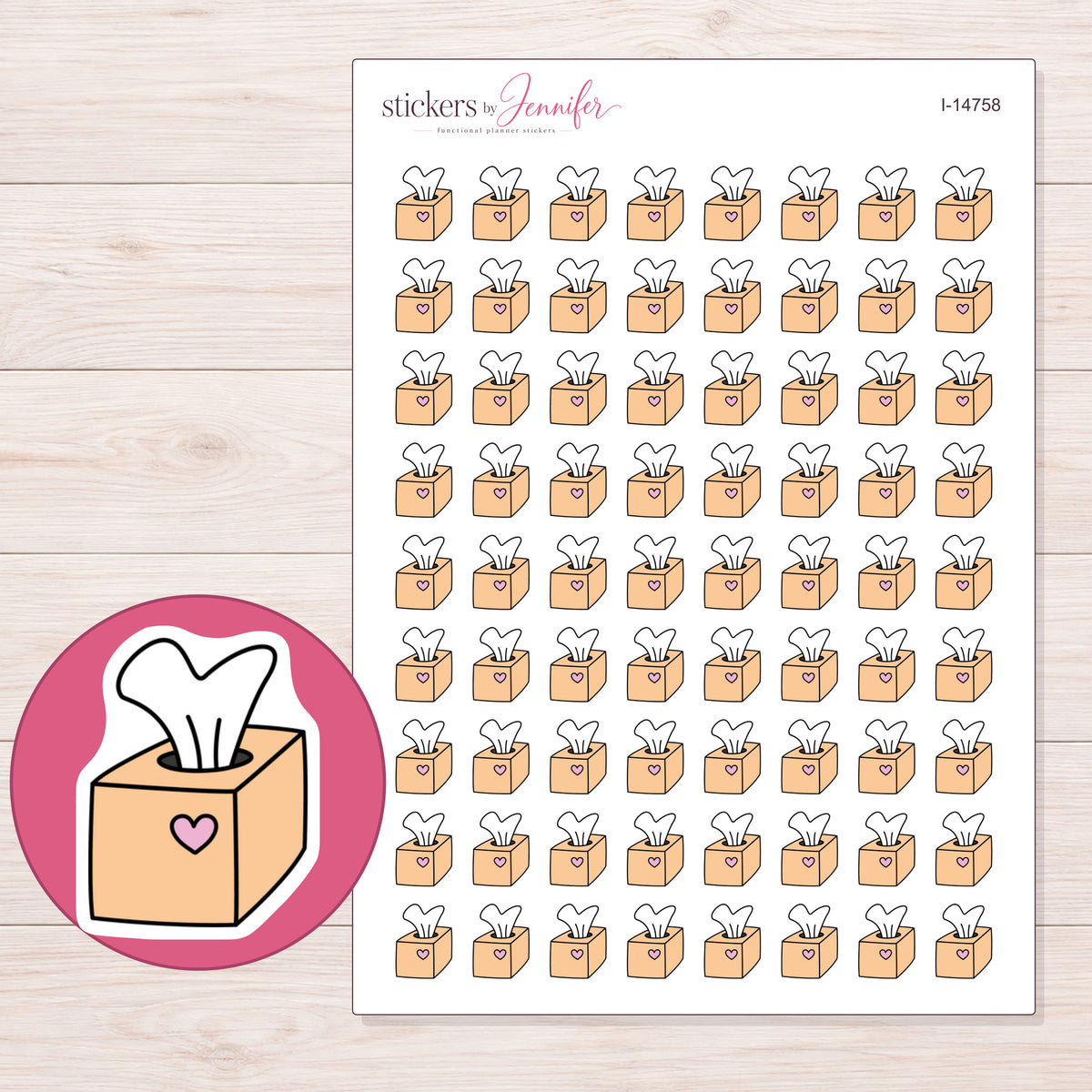 I-14758 planner sticker sheet with enlarged sticker detail