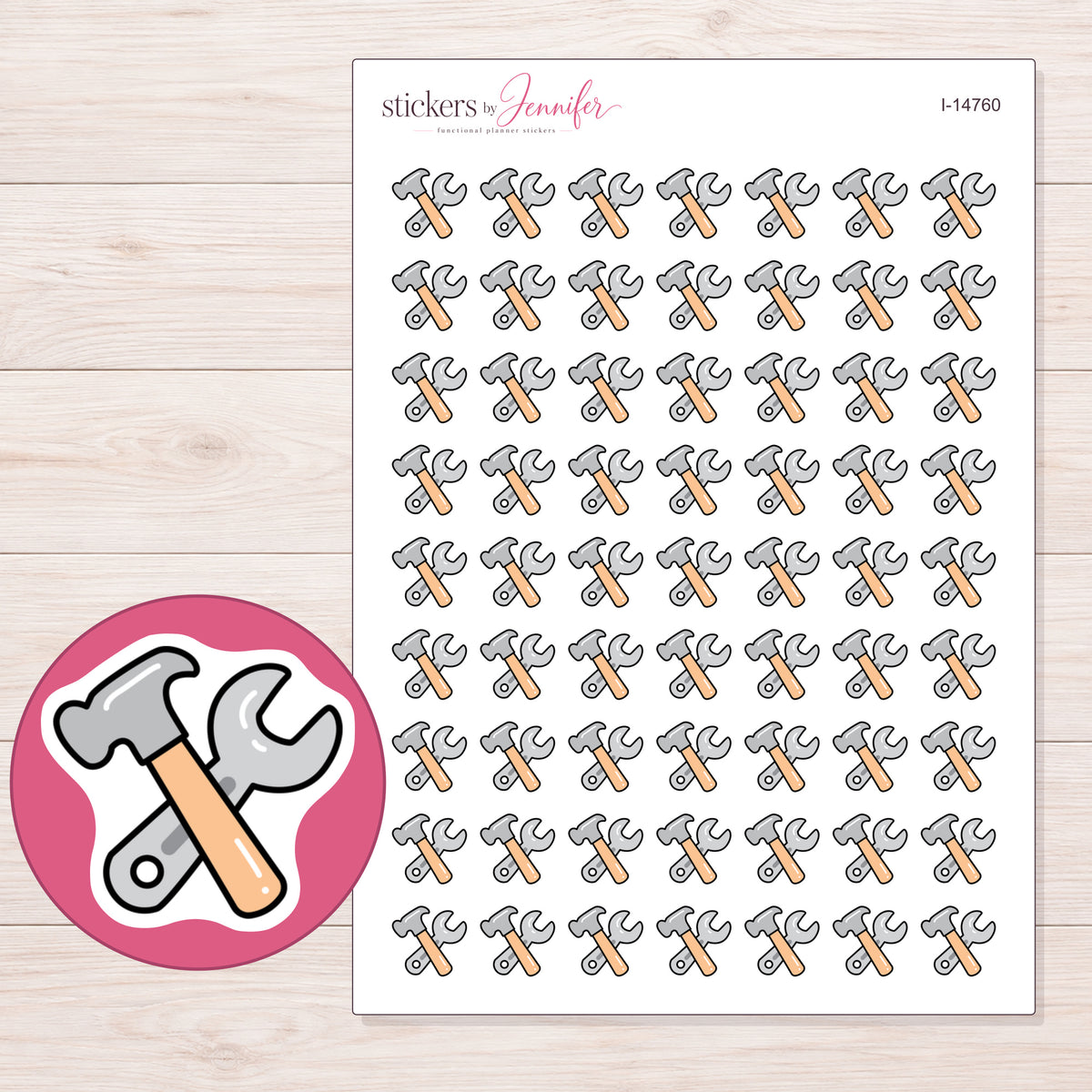 I-14760 planner sticker sheet with enlarged sticker detail