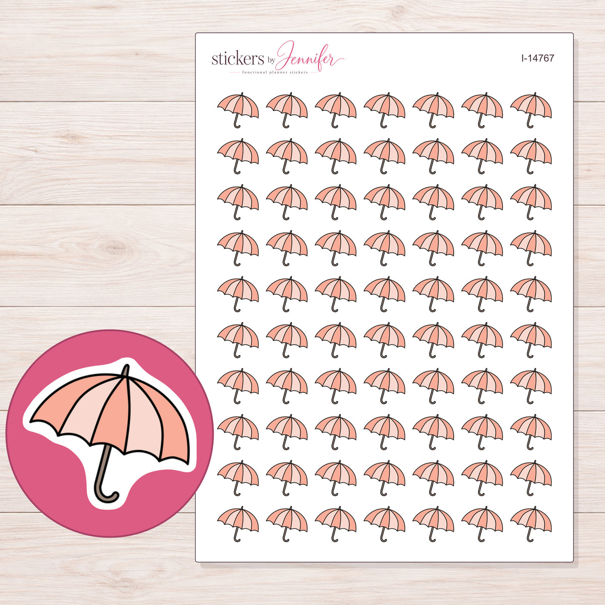 I-14767 planner sticker sheet with enlarged sticker detail