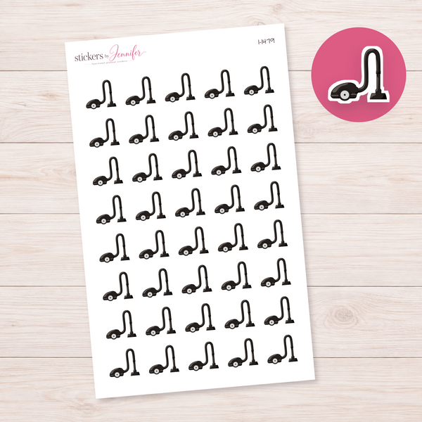 Black Vacuum Cleaner Planner Stickers | I-1479