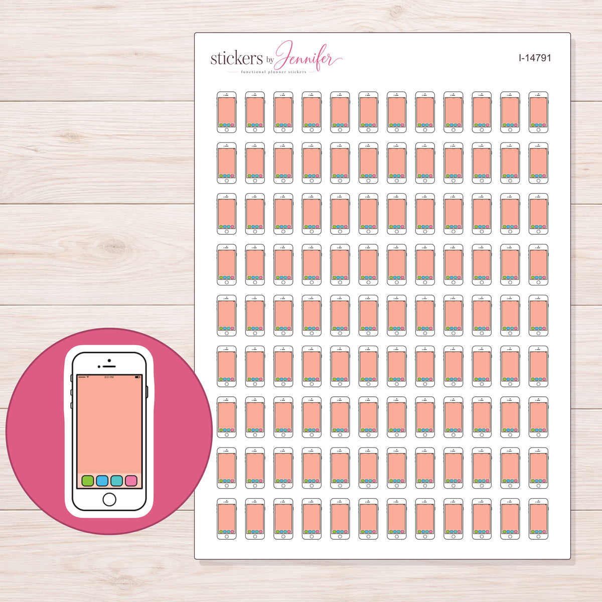 I-14791 planner sticker sheet with enlarged sticker detail