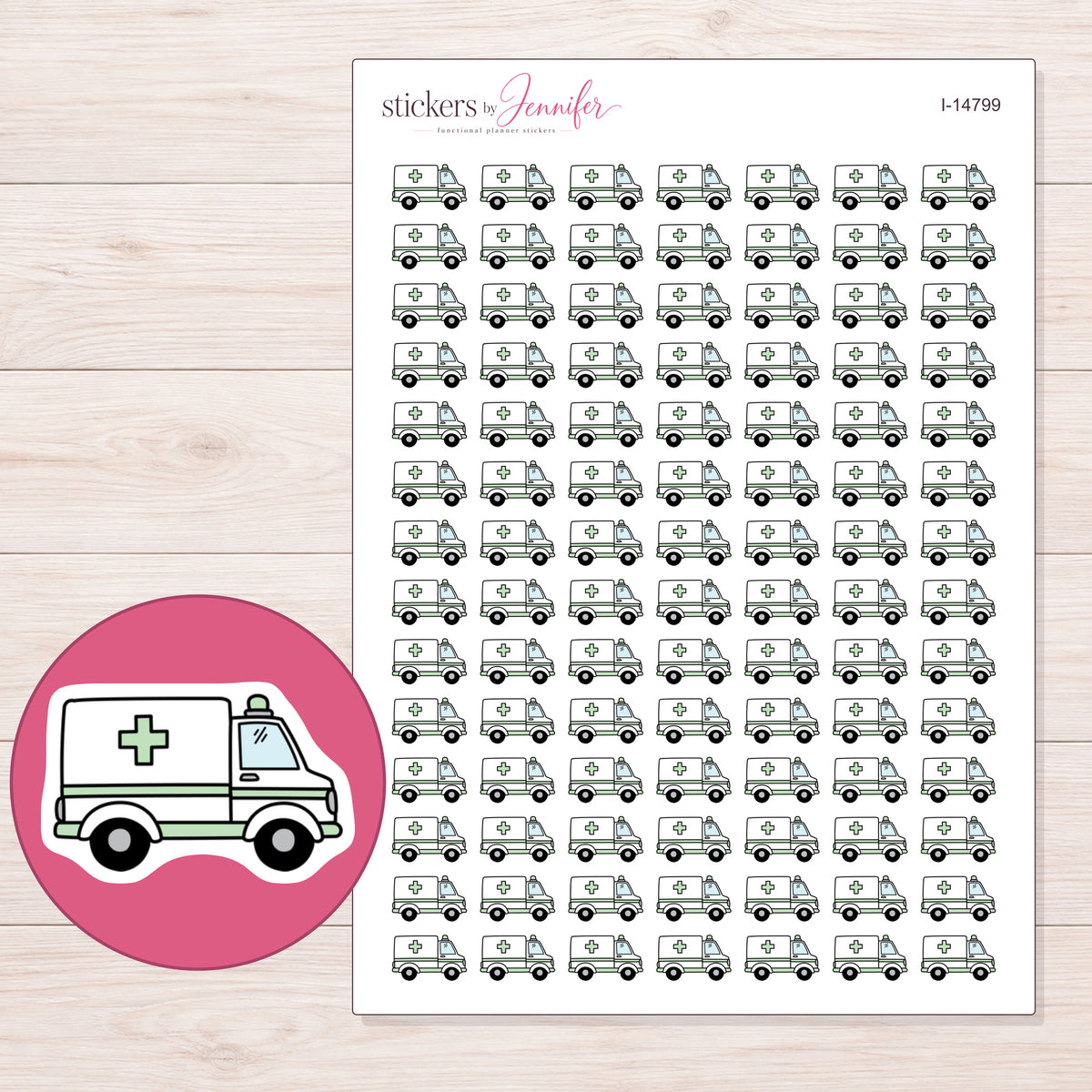 I-14799 planner sticker sheet with enlarged sticker detail