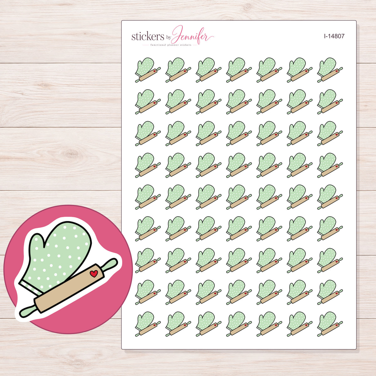 I-14807 planner sticker sheet with enlarged sticker detail